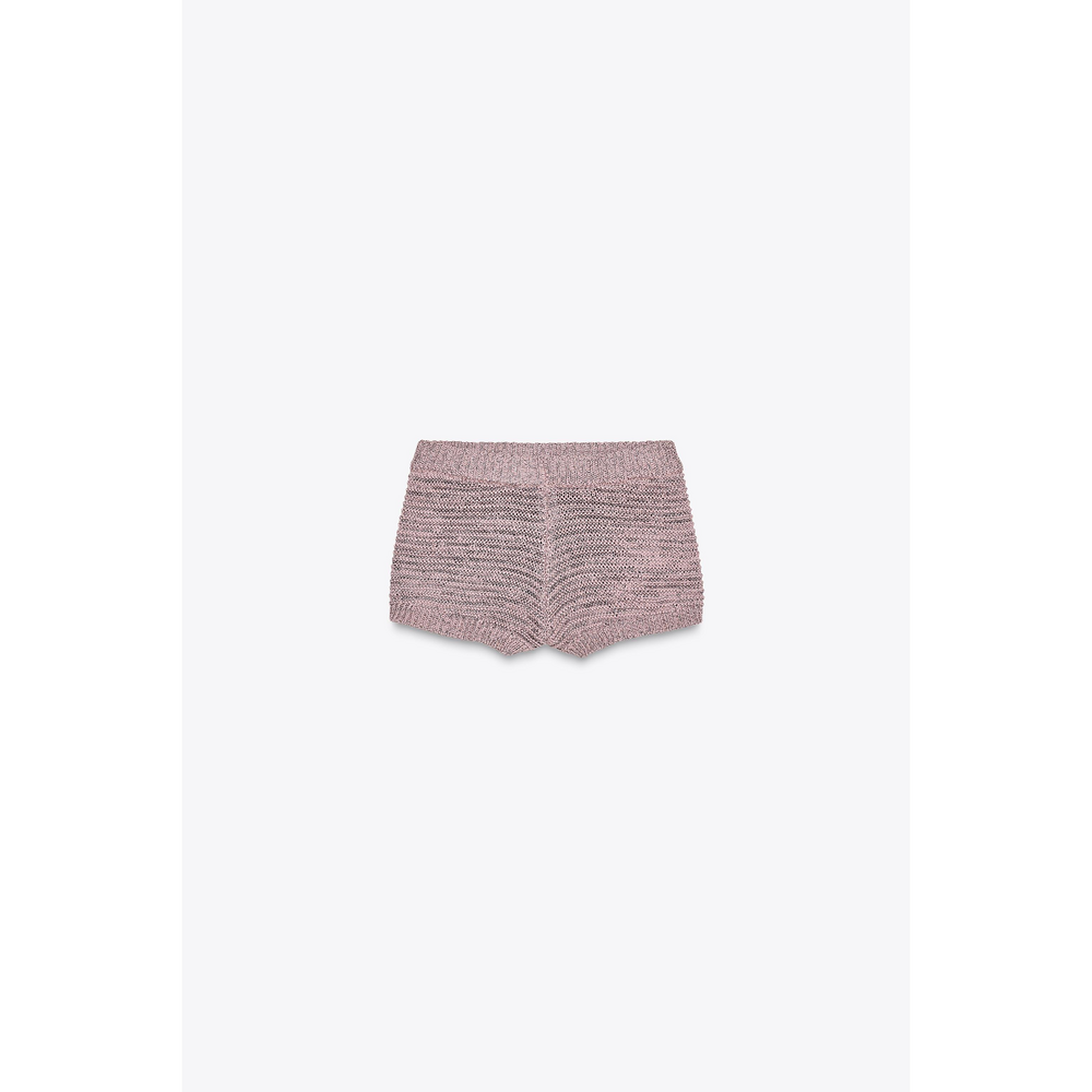 Zara TEXTURED KNIT SHORTS in Pink